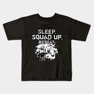 Cool Eat Sleep Squad Up Repeat Gamer Live Streamer Kids T-Shirt